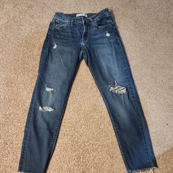 Women's Blue Distressed Jeans - Picture 1 of 5